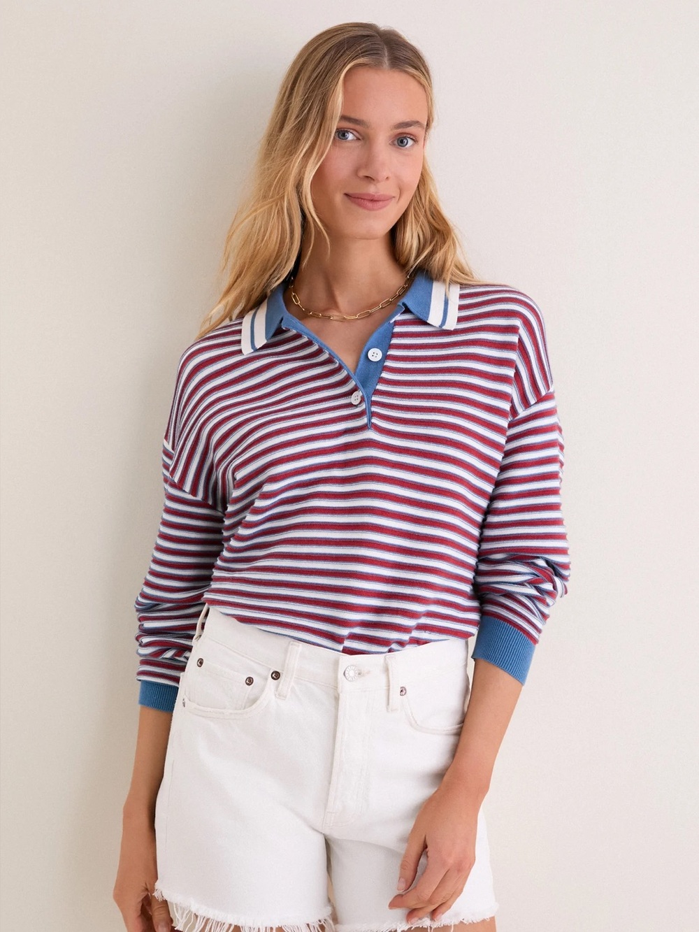 Pomander Place Star Stripe Clark Sweater long sleeve polo pullover